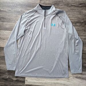 Under Armour Gray Heatgear Half Zip Athletic Shirt LARGE